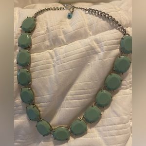 Gerald Yosca exquisite silver tone necklace. Aqua / turquoise colored stones.